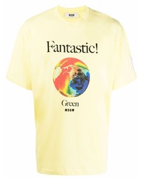 MSGM Fantastic Green Printed T Shirt