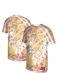 Mitchell & Ness Gold Houston Rockets Hardwood Classics Jumbotron T Shirt