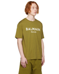 Balmain Khaki Printed T Shirt