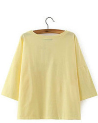 Letters Print Loose Yellow T Shirt