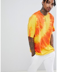 ASOS DESIGN Oversized Longline T Shirt With Diagonal In Yellow
