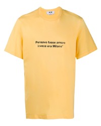 MSGM Slogan Print Short Sleeve T Shirt