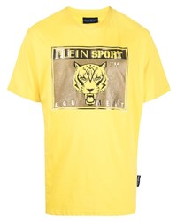 Plein Sport Tiger Head Logo Print T Shirt