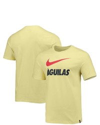 Nike Yellow Club America Swoosh Logo T Shirt