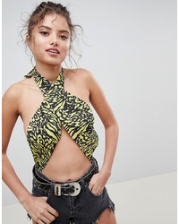 Yellow Print Cropped Top