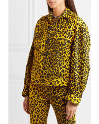 R13 Reed Oversized Leopard Print Denim Jacket