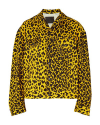 R13 Reed Oversized Leopard Print Denim Jacket