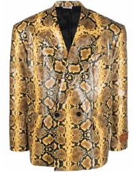 Yellow Print Double Breasted Blazer