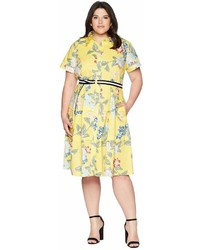 Donna Morgan Plus Size Floral Cotton Polin Shirtdress Dress
