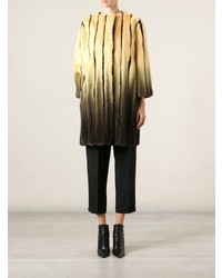 Fendi Striped Fur Cocoon Coat