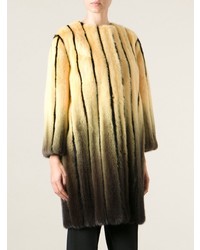 Fendi Striped Fur Cocoon Coat