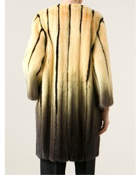 Fendi Striped Fur Cocoon Coat