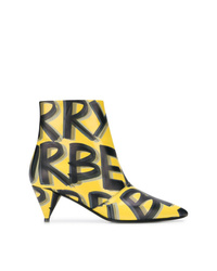 Yellow Print Leather Ankle Boots