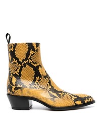 Yellow Print Leather Casual Boots