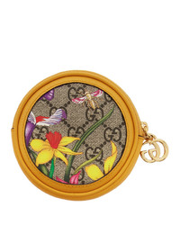 Gucci Yellow And Multicolor Gg Flora Ophidia Coin Purse