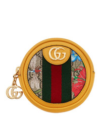 Gucci Yellow And Multicolor Gg Flora Ophidia Coin Purse