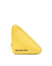 Balenciaga Yellow Triangle Leather Clutch