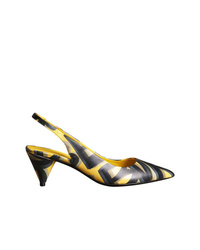 Yellow Print Leather Pumps