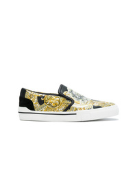 Yellow Print Leather Slip-on Sneakers