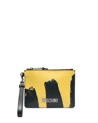 Moschino Abstract Print Leather Clutch Bag
