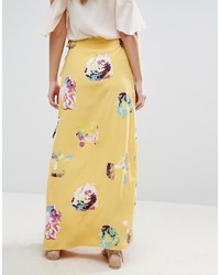 Asos Wrap Maxi Skirt In Floral Print