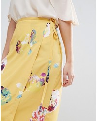 Asos Wrap Maxi Skirt In Floral Print