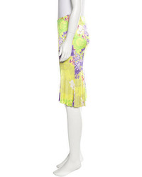 Versace Floral Print Knee Length Skirt