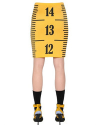 Moschino Printed Stretch Wool Crepe Pencil Skirt