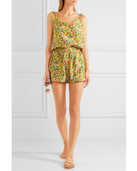 Stella McCartney Printed Cotton And Silk Blend Playsuit Yellow