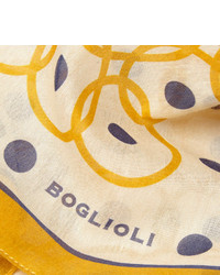 Boglioli Printed Cotton And Silk Blend Pocket Square