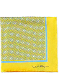 Salvatore Ferragamo Vara Print Pocket Square Yellow