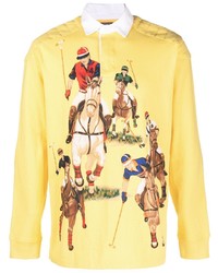 Yellow Print Polo Neck Sweater