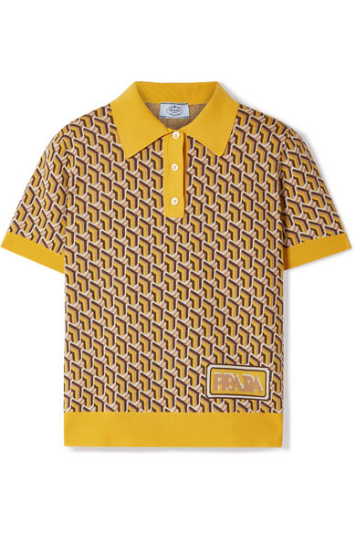 Prada Intarsia Silk Polo Shirt, $294 | NET-A-PORTER.COM | Lookastic