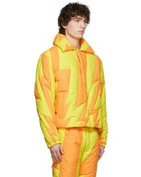 ERL Orange Yellow Down Lightning Bolt Puffer Jacket