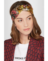 Gucci Twisted Printed Silk Satin Headband Yellow