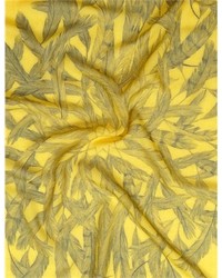 Ahilya Yellow Feather Print Merino Scarf