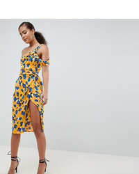Asos Tall Asos Design Tall Twist And Cut Out Midi Dress In Bright Abstract Print