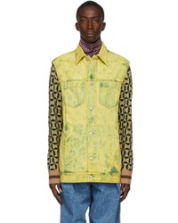 Dries Van Noten Yellow Bleached Denim Jacket