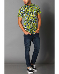 21men 21 Tropical Print Cotton Shirt