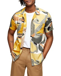 Topman Abstract Print Short Sleeve Button Up Camp Shirt