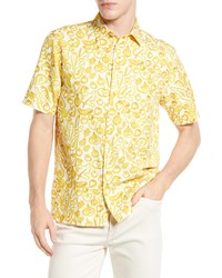 Ted Baker London Argo Vegetable Short Sleeve Button Up Shirt In Yellow At Nordstrom