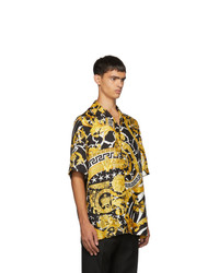 Versace Black And Yellow Nyc Barocco Short Sleeve Shirt