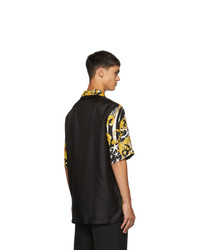 Versace Black And Yellow Nyc Barocco Short Sleeve Shirt