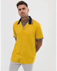 ASOS DESIGN Oversized Viscose Shirt With Contrast Rib Collar