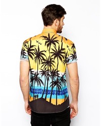 Selected Shirt With Palm Tree Print