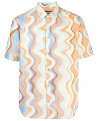 Jacquemus Wave Stripe Print Cotton Shirt