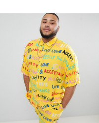 ASOS DESIGN X Glaad Plus Shirt Co Ord In Scribble Print