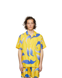 DOUBLE RAINBOUU Yellow And Blue Falling Flying Hawaiian Shirt
