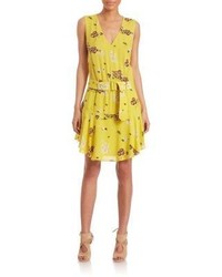 Yellow Print Silk Dress
