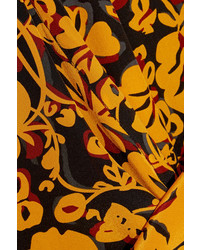 Kenzo Asymmetric Printed Silk Crepe De Chine Dress Saffron